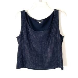 St. John Studded Embellished Black Scoop Tank Knit Top size 12